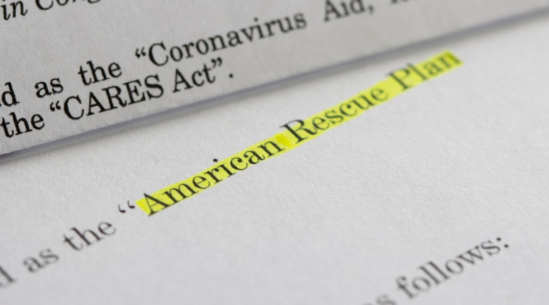 Document with "American Rescue Plan" highlighted in yellow